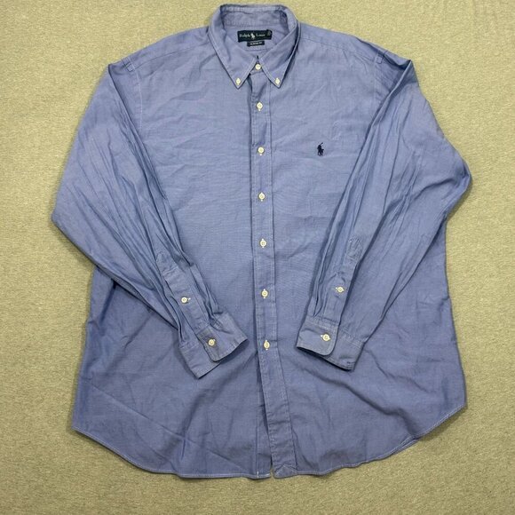 Vtg Ralph Lauren Classic Fit 100% Blue Button Down Lightweight Shirt Mens XL - Picture 1 of 5